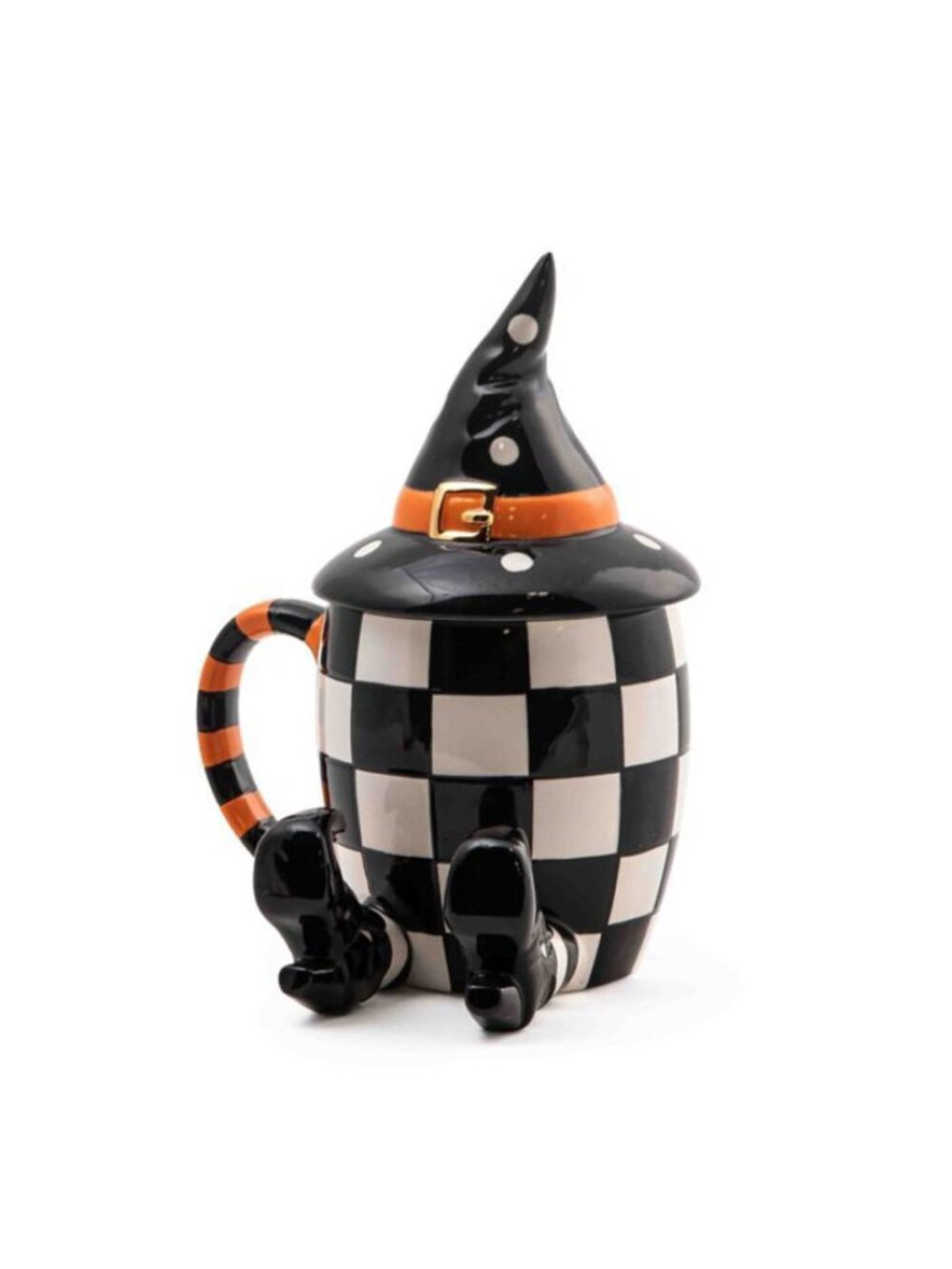 New MacKenzie-Childs Witches Brew Lidded Ceramic Mug Halloween